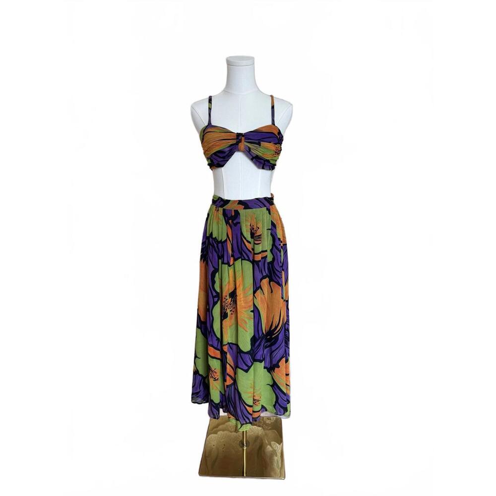 90s Cedars three piece silk skirt set size xs/s